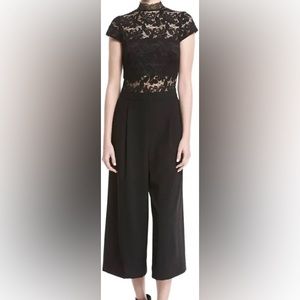 Alice & Olivia Black Lace Elysia Gaucho Jumpsuit